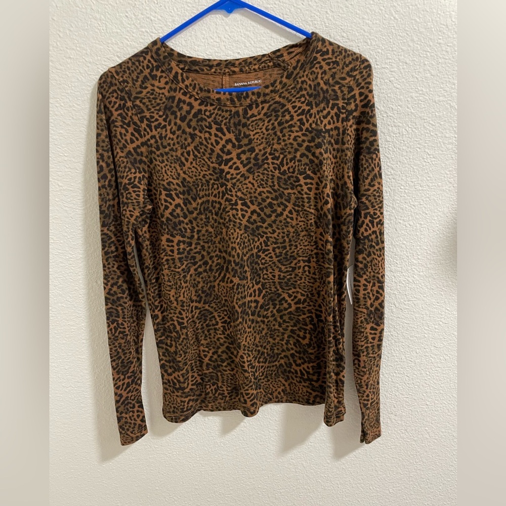 Banana Republic Brown and Black Patterned Long Sleeve Top NEW